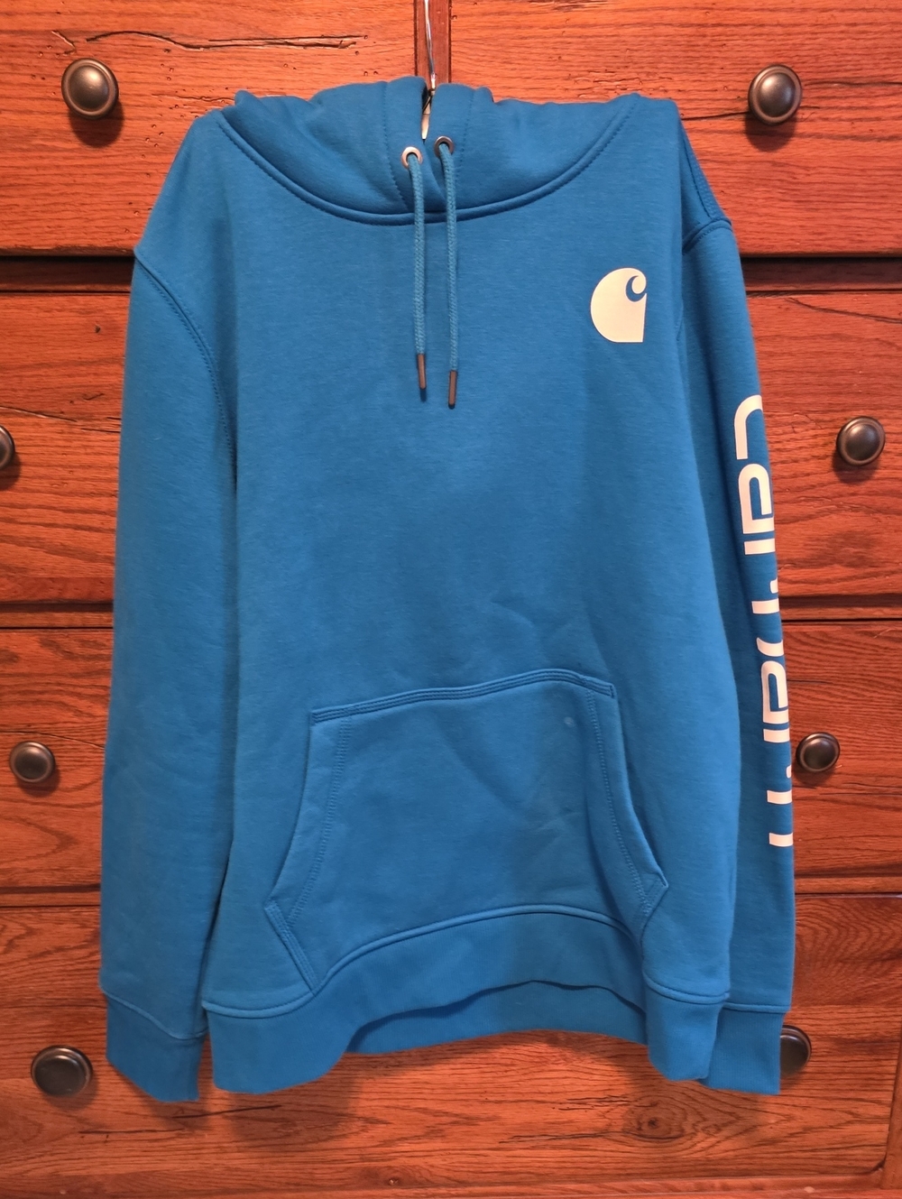 Carhartt Teal Blue Logo Pullover Hoodie
